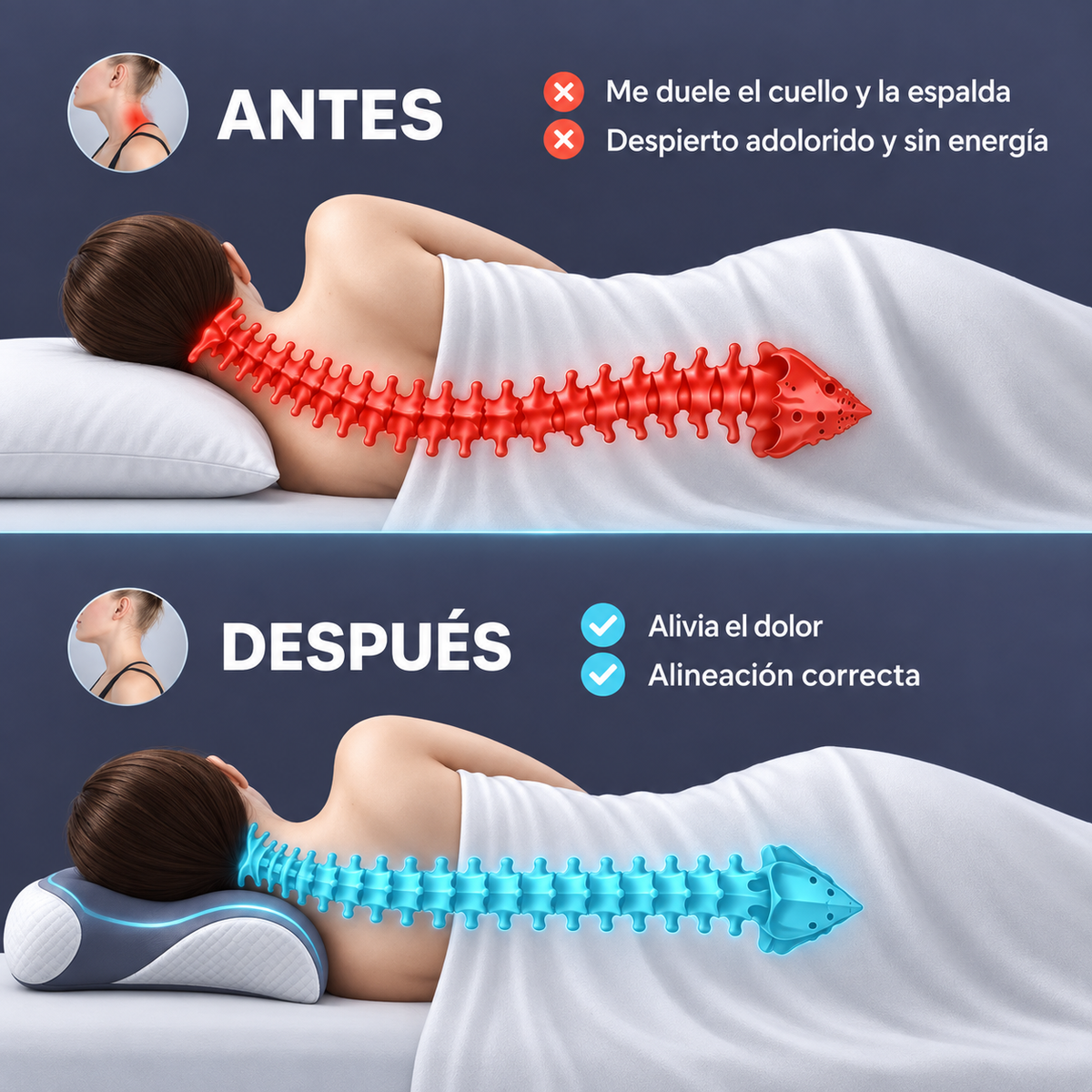 Almohada Cervical Ergonómica Viscoelástica