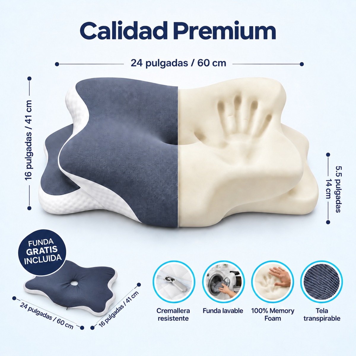 Almohada Cervical Ergonómica Viscoelástica